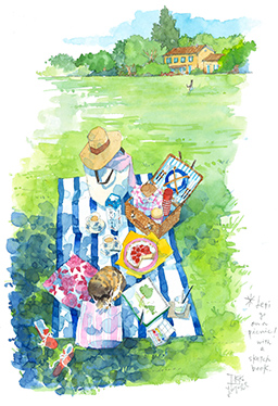 Let’s go on a picnic! with a sketch book.
